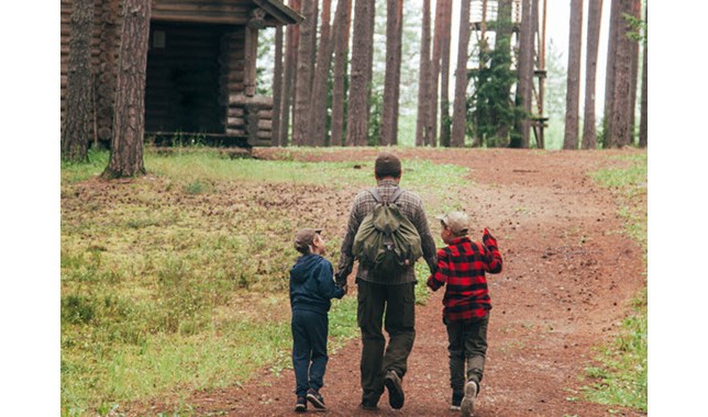 Family in the woods